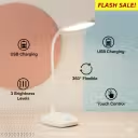 USB Rechargeable LED Desk Lamp with Touch Control | 360° Adjustable Neck | 3 Level Brightness Table Lamp for Study, Reading & Office